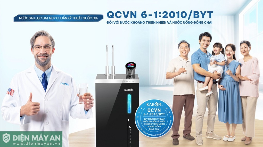 Máy lọc nước RO nóng nguội lạnh Hydro-ion kiềm Karofi KAE-S86 PRO 13 lõi